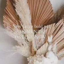 Load and play video in Gallery viewer, Oversized natural and white dried floral potted arrangement.- Moments