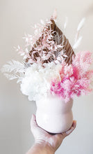 Load image into Gallery viewer, Pink and white dried flowers with a palm in a pot- Noosa
