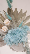 Load image into Gallery viewer, Teal detailed dried floral arrangement in a pot