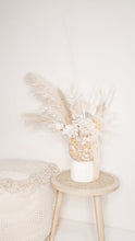 Load image into Gallery viewer, Fluffy dried floral arrangement in a large hand painted vase.