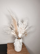 Load image into Gallery viewer, White pampas and preserved florals with a preserved rose Snow flake.