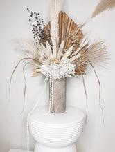 Load image into Gallery viewer, statement dried floral and palm moody arrangement- ground
