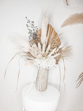 Load image into Gallery viewer, statement dried floral and palm moody arrangement- ground
