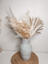 Load image into Gallery viewer, Centrepiece White fluffy floral arrangement- double sided coastal drive pot