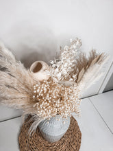 Load image into Gallery viewer, Centrepiece White fluffy floral arrangement- double sided coastal drive pot