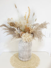 Load image into Gallery viewer, Centrepiece natives and warm dried floral bunch in a pot.