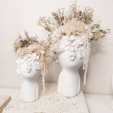 Load image into Gallery viewer, Large lady face planter with dried florals.