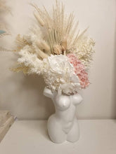 Load image into Gallery viewer, Body vase and fluffy arrangement- femme/white