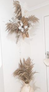 Dry palms and pampas wall floral feature instillation- lakes