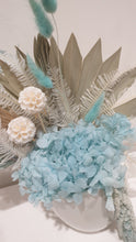 Load image into Gallery viewer, Teal detailed dried floral arrangement in a pot
