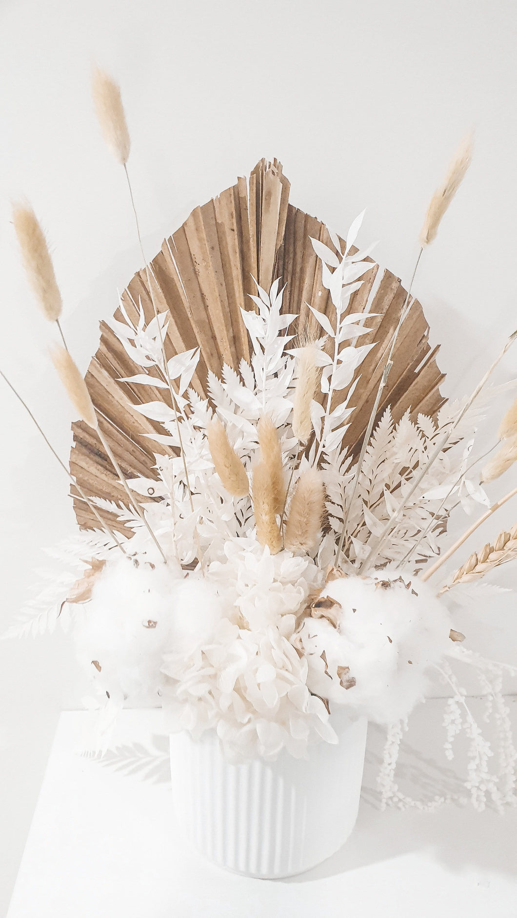 Natural and white dried flower potted arrangement- Bondi-bum