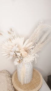 White and champagne luxurious large dried floral arrangement in a vase- Oh baby