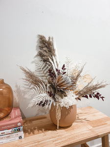Stillness- calming dried floral potted arrangement.