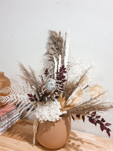 Stillness- calming dried floral potted arrangement.