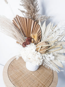 Earthy raw tones of dried floral arrangement- Sandy cliffs dried potted bunch