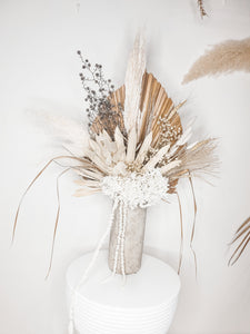 statement dried floral and palm moody arrangement- ground