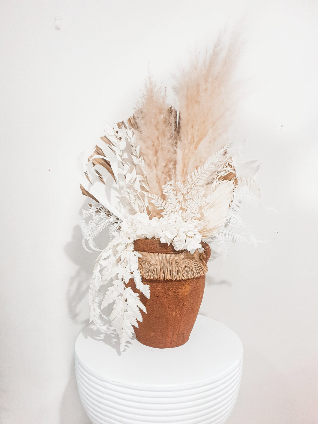 Feather white floral dried arrangement- Feather