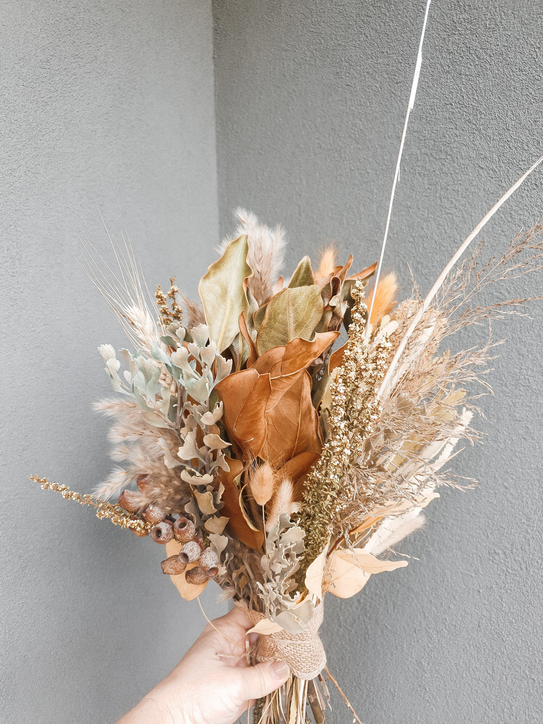 Deep rust and orange dried floral bouquet- Vinny