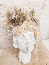 Load image into Gallery viewer, Minimal lady face planter and dried florals.
