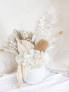 White coastal style dried floral arrangement in a vase- Pure sand.
