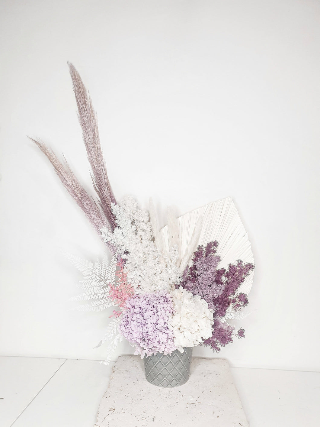Starement desk or corporate large purple dried floral arrangement- Sammy