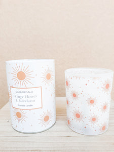 Universe scented candle orange flower and mandarin.