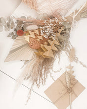 Load image into Gallery viewer, Card with message and envelope- including mini dried floral arrangement attached.

