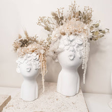 Load image into Gallery viewer, Large lady face planter with dried florals.
