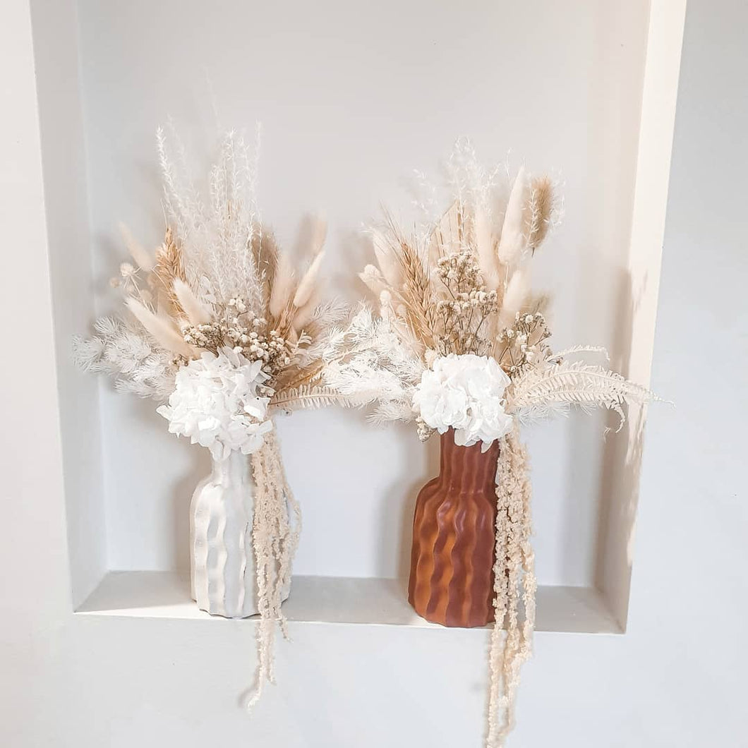 Tassels small-mid potted dried floral arrangement- vanilla