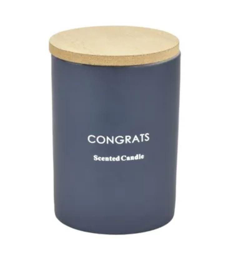 Candle with message 'Congrats'- navy
