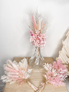 Candy cane dried floral mini bunch, pink and hot pink