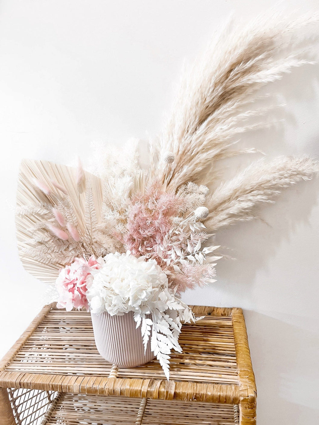 Sun chaser pampas and dried floral potted arrangement,