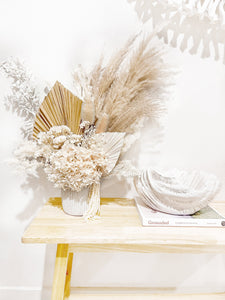 Beautiful white and earthy pampas dried floral potted bunch- View.