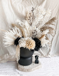 Large black and white dried floral arrangement- homebound.
