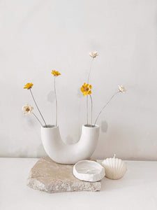 Simple tall mini flowers- Still arrangement and vase.