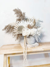 Load image into Gallery viewer, Concrete pot with dried floral arrangement.- Coastal dreaming.
