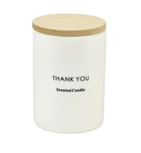 Candle with message 'Thank you'- white